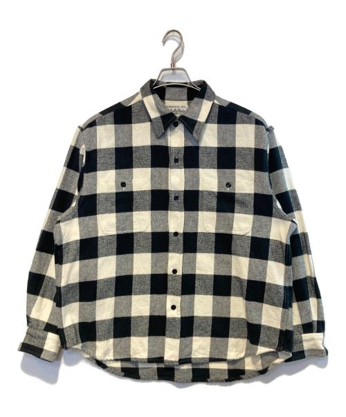 WACKO MARIA（ワコマリア）WACKO MARIA (ワコマリア) FLANNEL REGULAR COLLAR SHIRT ホワイト×ブラック サイズ:Lの古着・服飾アイテム