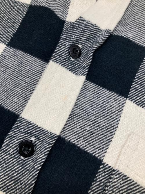 WACKO MARIA（ワコマリア）WACKO MARIA (ワコマリア) FLANNEL REGULAR COLLAR SHIRT ホワイト×ブラック サイズ:Lの古着・服飾アイテム