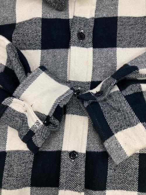 WACKO MARIA（ワコマリア）WACKO MARIA (ワコマリア) FLANNEL REGULAR COLLAR SHIRT ホワイト×ブラック サイズ:Lの古着・服飾アイテム