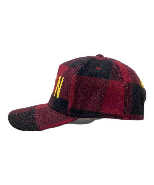 DSQUARED2（ディースクエアード）DSQUARED2 (ディースクエアード) ICONチェックキャップ ブラック×レッド サイズ:Freeの古着・服飾アイテム