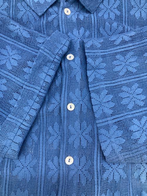 INDIA INDUSTRY（インディアインダストーリー）INDIA INDUSTRY (インディアインダストーリー) 半袖レースシャツ ネイビー サイズ:1の古着・服飾アイテム