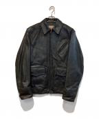 Aero LEATHERエアロレザー）の古着「Long Halfbelt レザージャケット」｜ブラック