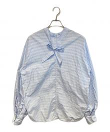 THIRD MAGAZINE（サードマガジン）の古着「ギンガムチェックブラウスシャツ」｜ホワイト×ブルー