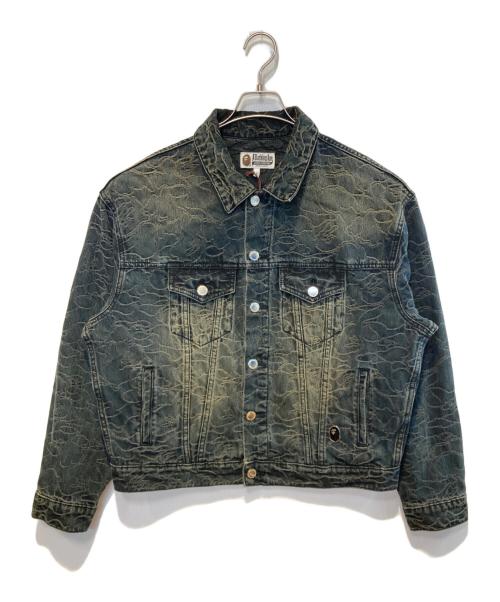 A BATHING APE（ア ベイシング エイプ）A BATHING APE (ア ベイシング エイプ) LINE CAMO JACQUARD 13OZ DENIM JACKET インディゴ サイズ:Sの古着・服飾アイテム