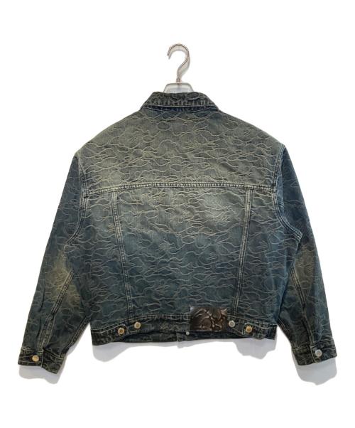 A BATHING APE（ア ベイシング エイプ）A BATHING APE (ア ベイシング エイプ) LINE CAMO JACQUARD 13OZ DENIM JACKET インディゴ サイズ:Sの古着・服飾アイテム