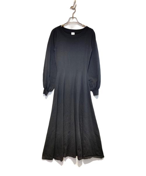 JENNE（ジェンヌ）JENNE (ジェンヌ) ボリュームスリーブフレアニットワンピース ブラック サイズ:Mの古着・服飾アイテム