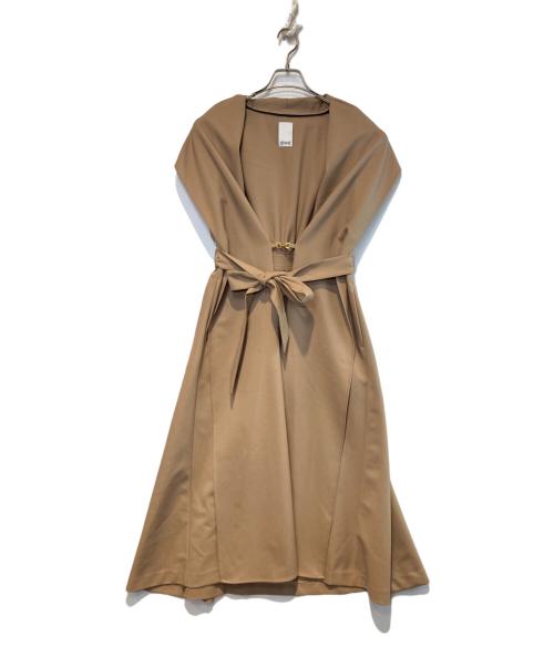 JENNE（ジェンヌ）JENNE (ジェンヌ) ショールカラーオードリーロングジレ ベージュ サイズ:Mの古着・服飾アイテム