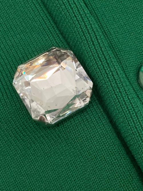 JENNE（ジェンヌ）JENNE (ジェンヌ) リッチビジューニットカーデ グリーン サイズ:Lの古着・服飾アイテム