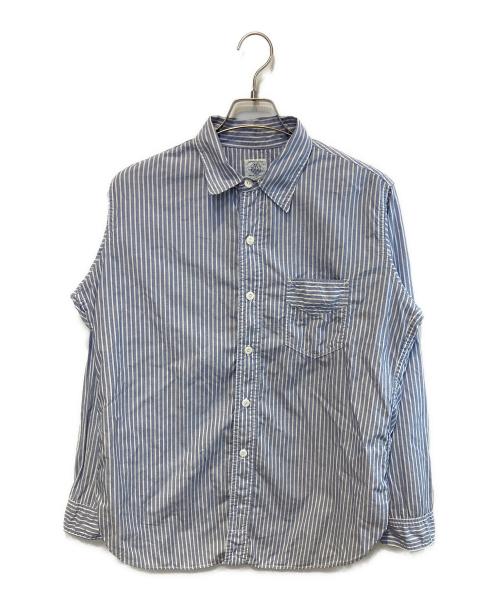 POST O'ALLS（ポストオーバーオールズ）POST O'ALLS (ポストオーバーオールズ) ストライプワークシャツ ブルー サイズ:Lの古着・服飾アイテム