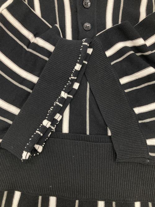 Deviluse（デビルユース）Deviluse (デビルユース) Stripe Polo ブラック サイズ:Lの古着・服飾アイテム