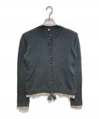 VERSACE JEANS COUTUREヴェルサーチ ジーンズクチュール）の古着「フリルドッキングクルーネックカーディガン」｜グレー