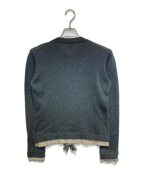 VERSACE JEANS COUTURE（ヴェルサーチ ジーンズクチュール）VERSACE JEANS COUTURE (ヴェルサーチ ジーンズクチュール) フリルドッキングクルーネックカーディガン グレー サイズ:Mの古着・服飾アイテム