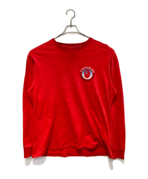 A BATHING APE（ア ベイシング エイプ）A BATHING APE (ア ベイシング エイプ) ロングスリーブカットソー レッド サイズ:XLの古着・服飾アイテム
