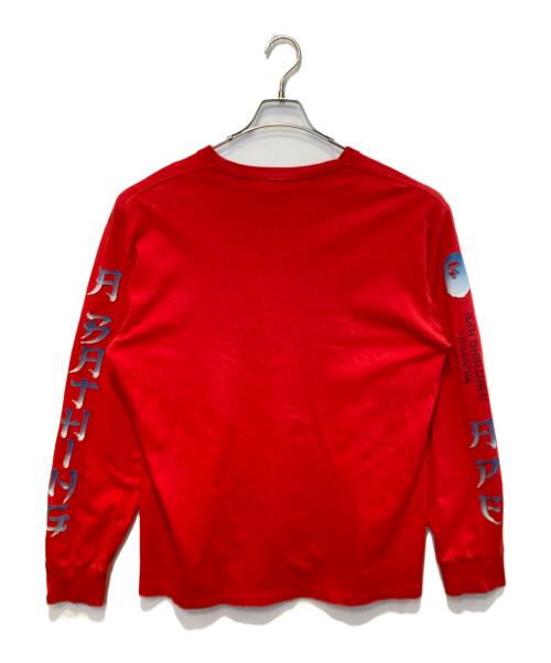 A BATHING APE（ア ベイシング エイプ）A BATHING APE (ア ベイシング エイプ) ロングスリーブカットソー レッド サイズ:XLの古着・服飾アイテム