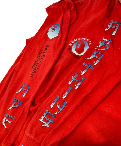 A BATHING APE（ア ベイシング エイプ）A BATHING APE (ア ベイシング エイプ) ロングスリーブカットソー レッド サイズ:XLの古着・服飾アイテム