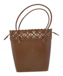 g.colors（ジーカラーズ）の古着「カットワークレザートートバッグ」｜ブラウン