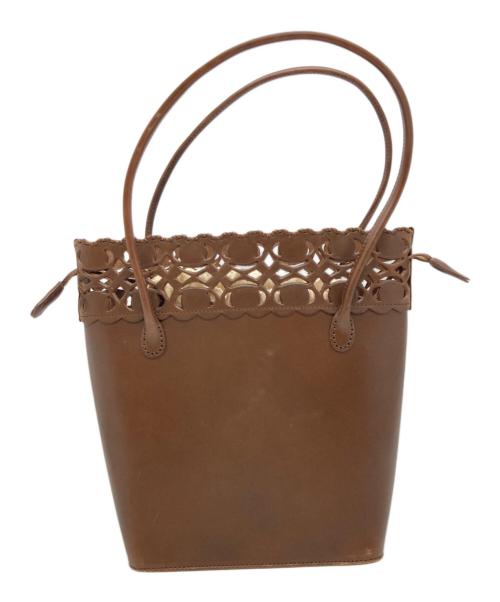 g.colors（ジーカラーズ）g.colors (ジーカラーズ) カットワークレザートートバッグ ブラウンの古着・服飾アイテム