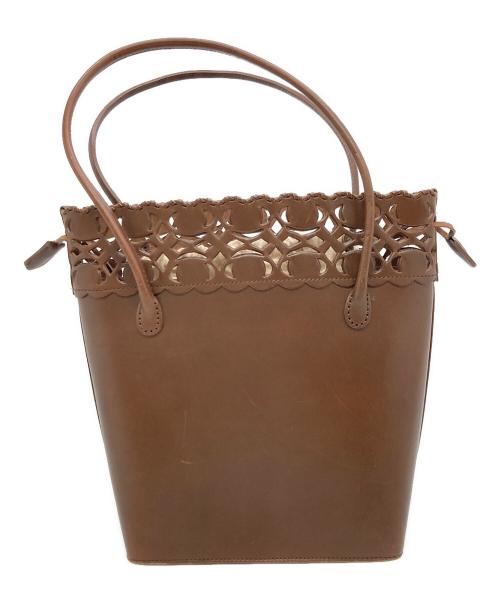 g.colors（ジーカラーズ）g.colors (ジーカラーズ) カットワークレザートートバッグ ブラウンの古着・服飾アイテム