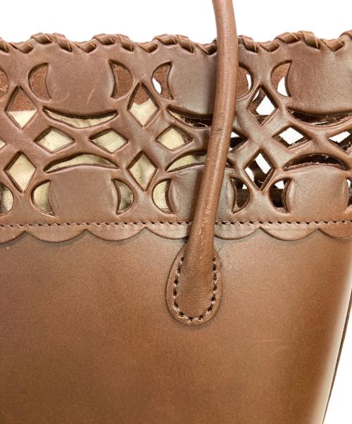 g.colors（ジーカラーズ）g.colors (ジーカラーズ) カットワークレザートートバッグ ブラウンの古着・服飾アイテム