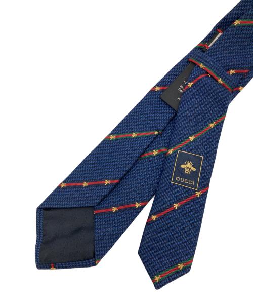 GUCCI（グッチ）GUCCI (グッチ) ゴールドビーストライプネクタイ ネイビー サイズ:不明の古着・服飾アイテム