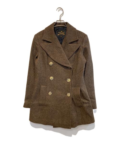 Vivienne Westwood ANGLOMANIA（ヴィヴィアンウエストウッドアングロマニア）Vivienne Westwood ANGLOMANIA (ヴィヴィアンウエストウッドアングロマニア) モヘア混Pコート ブラウン サイズ:40の古着・服飾アイテム