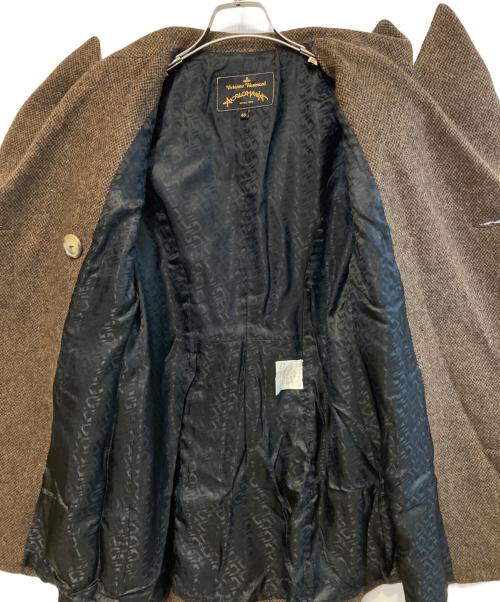 Vivienne Westwood ANGLOMANIA（ヴィヴィアンウエストウッドアングロマニア）Vivienne Westwood ANGLOMANIA (ヴィヴィアンウエストウッドアングロマニア) モヘア混Pコート ブラウン サイズ:40の古着・服飾アイテム