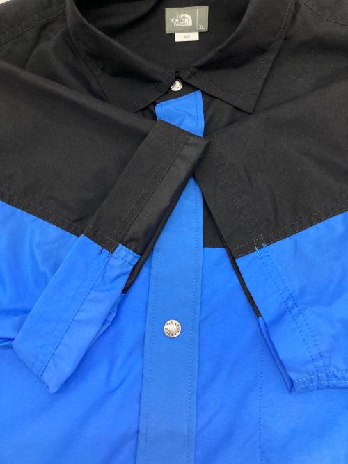 THE NORTH FACE（ザ ノース フェイス）THE NORTH FACE (ザ ノース フェイス) S/S Nuptse Shirt ブルー×ブラック サイズ:XLの古着・服飾アイテム