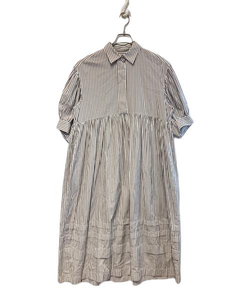 THE SHINZONE（ザ シンゾーン）THE SHINZONE (ザ シンゾーン) シャツワンピース ブラウン×ホワイト サイズ:34の古着・服飾アイテム