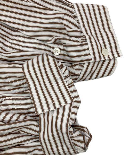 THE SHINZONE（ザ シンゾーン）THE SHINZONE (ザ シンゾーン) シャツワンピース ブラウン×ホワイト サイズ:34の古着・服飾アイテム