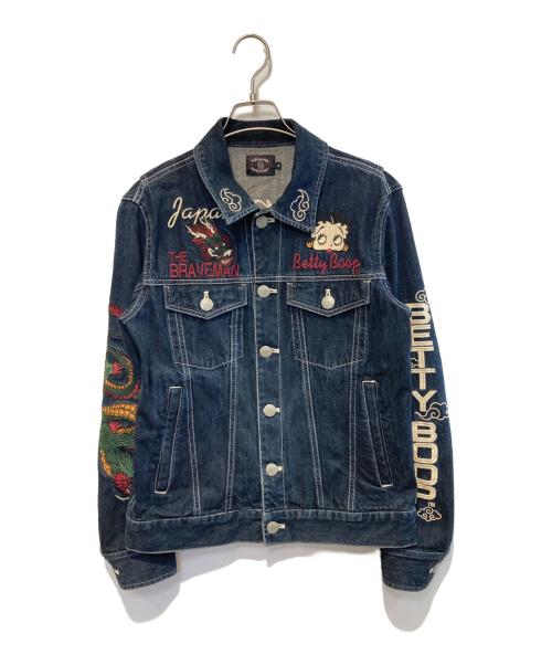 The BRAVE-MAN（ブレイブマン）The BRAVE-MAN (ブレイブマン) BETTY BOOP (ベティー・ブープ) コラボ刺繍スカGジャン インディゴ サイズ:Sの古着・服飾アイテム