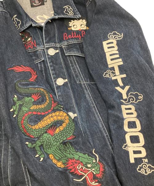 The BRAVE-MAN（ブレイブマン）The BRAVE-MAN (ブレイブマン) BETTY BOOP (ベティー・ブープ) コラボ刺繍スカGジャン インディゴ サイズ:Sの古着・服飾アイテム