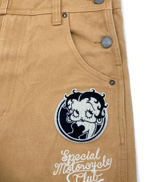 The BRAVE-MAN（ブレイブマン）The BRAVE-MAN (ブレイブマン) BETTY BOOP (ベティー・ブープ) コラボ刺繍オーバーオール ベージュ サイズ:Sの古着・服飾アイテム