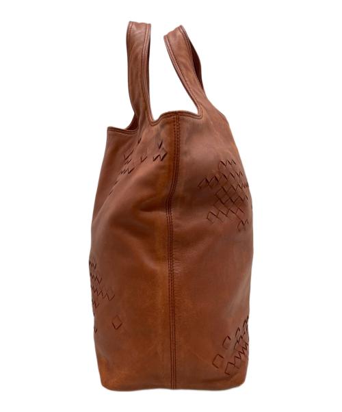 BOTTEGA VENETA（ボッテガベネタ）BOTTEGA VENETA (ボッテガベネタ) イントレチャートハンドバッグ ブラウンの古着・服飾アイテム