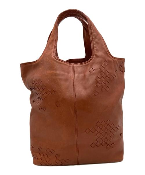 BOTTEGA VENETA（ボッテガベネタ）BOTTEGA VENETA (ボッテガベネタ) イントレチャートハンドバッグ ブラウンの古着・服飾アイテム