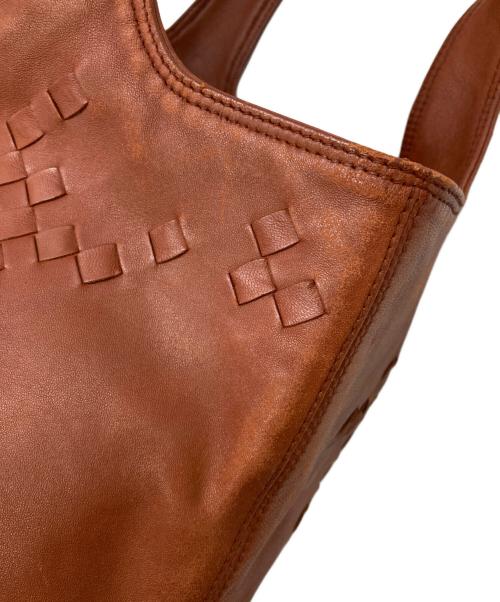 BOTTEGA VENETA（ボッテガベネタ）BOTTEGA VENETA (ボッテガベネタ) イントレチャートハンドバッグ ブラウンの古着・服飾アイテム