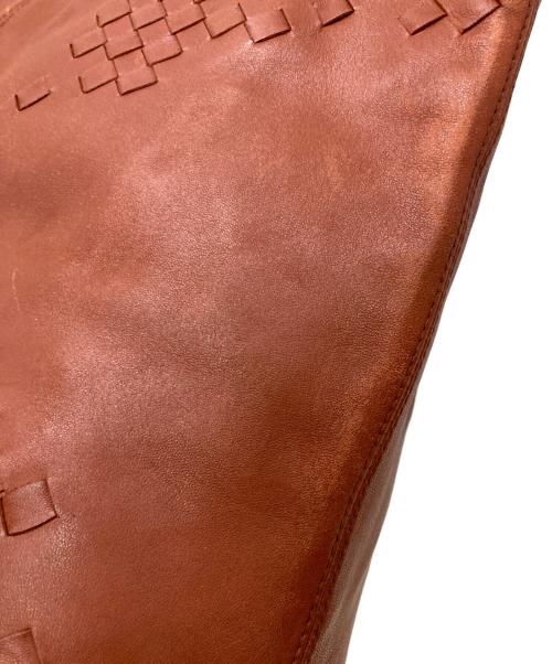 BOTTEGA VENETA（ボッテガベネタ）BOTTEGA VENETA (ボッテガベネタ) イントレチャートハンドバッグ ブラウンの古着・服飾アイテム