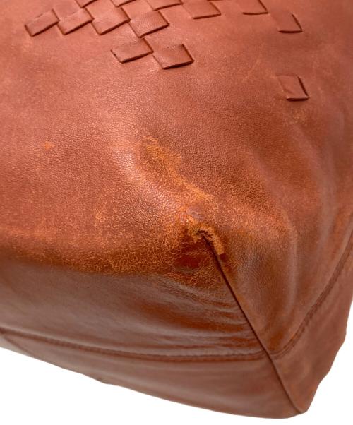 BOTTEGA VENETA（ボッテガベネタ）BOTTEGA VENETA (ボッテガベネタ) イントレチャートハンドバッグ ブラウンの古着・服飾アイテム