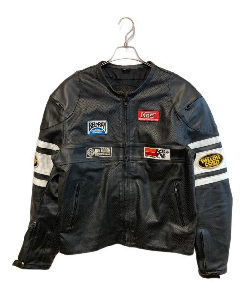 古着（フルギ）古着 (フルギ) ［古着］パンチングレザーレーシングジャケット ブラック サイズ:XLの古着・服飾アイテム