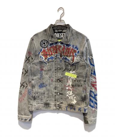 【ec8】DIESEL　切り替えデニムジャケット　サイズL　グレー　フリンジ 中古・古着通販】DIESEL (ディーゼル) FEDEZ コラボデニムジャケット