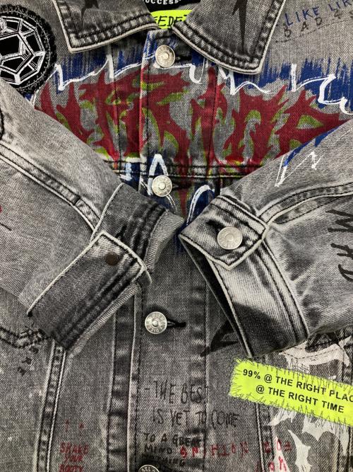 DIESEL（ディーゼル）DIESEL (ディーゼル) FEDEZ コラボデニムジャケット グレー サイズ:Lの古着・服飾アイテム