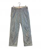 PAY DAYペイデイ）の古着「ヒッコリーパンツ」｜ホワイト×ブルー