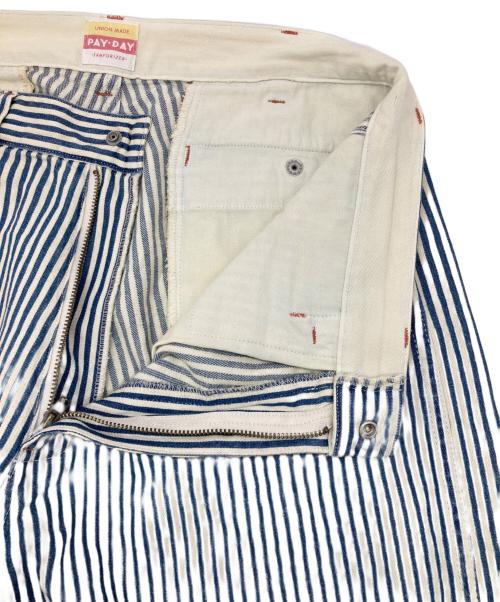 PAY DAY（ペイデイ）PAY DAY (ペイデイ) ヒッコリーパンツ ホワイト×ブルー サイズ:Mの古着・服飾アイテム