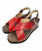 JIMMY CHOOジミーチュウ）の古着「ウッドソールサンダル」｜ブラウン×レッド