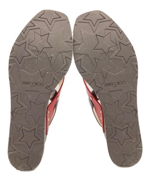 JIMMY CHOO（ジミーチュウ）JIMMY CHOO (ジミーチュウ) ウッドソールサンダル ブラウン×レッド サイズ:37の古着・服飾アイテム