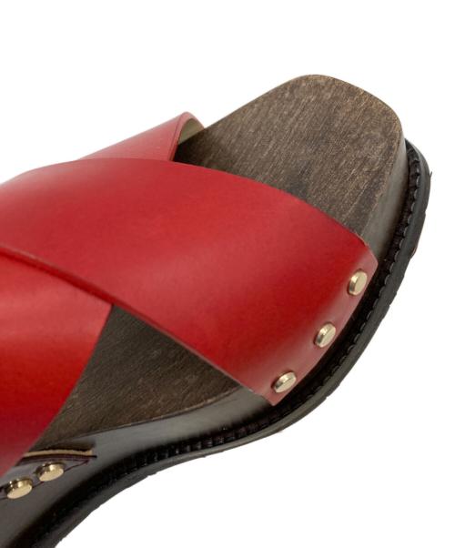 JIMMY CHOO（ジミーチュウ）JIMMY CHOO (ジミーチュウ) ウッドソールサンダル ブラウン×レッド サイズ:37の古着・服飾アイテム