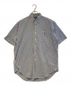 RALPH LAURENラルフローレン）の古着「［古着］MARLOWEギンガムチェックS/Sシャツ」｜ホワイト×ネイビー
