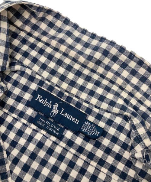 RALPH LAUREN（ラルフローレン）RALPH LAUREN (ラルフローレン) ［古着］MARLOWEギンガムチェックS/Sシャツ ホワイト×ネイビー サイズ:Mの古着・服飾アイテム