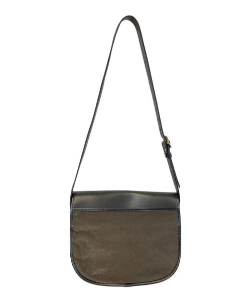 SLOW（スロウ）SLOW (スロウ) レザーキャンバスショルダーバッグ ブラックの古着・服飾アイテム