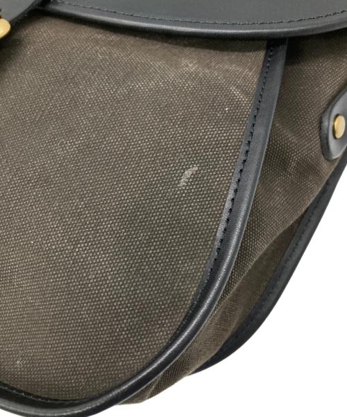 SLOW（スロウ）SLOW (スロウ) レザーキャンバスショルダーバッグ ブラックの古着・服飾アイテム