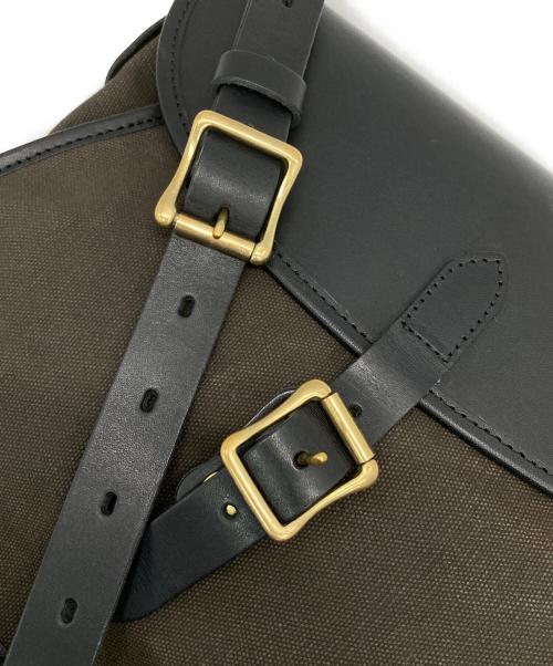 SLOW（スロウ）SLOW (スロウ) レザーキャンバスショルダーバッグ ブラックの古着・服飾アイテム